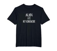 Alan Ate My Homework T-Shirt Name T-Shirt, Men's Big and Tall, Black, 3X Tall