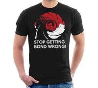 Alan Partridge Stop Getting Bond Wrong Men's T-Shirt (UK, Alpha, L, Regular, Regular, Black)