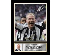 Alan Shearer Portrait Signed Autographed Poster Print - Framed Football Memorabilia with Plaque - Newcastle United & England Legend- Gift for Fans & Collectors, A3 Poster Print (420x297mm)