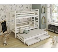 Alan Single (3ft) Premium Solid Pine Bunk Bed with Trundle & Storage Drawers