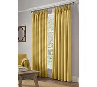 Alan Symonds 100% Blackout Pencil Pleat Taped Top Curtains - Ochre (155cm x 183cm)