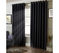 Alan Symonds 100% Blackout Ring Top Curtains 41" X 72" Charcoal