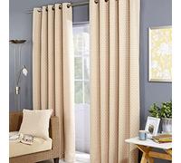 Alan Symonds Balmoral Lined Eyelet Ring Top Faux Wool Curtains - Ochre/Beige/Cream (90" x 90" [229x229cm])