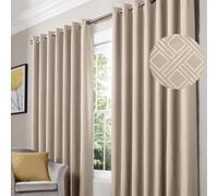 Essential Living Amond Eyelet Ring Top Curtains Cream 117cm x 137cm, Cream