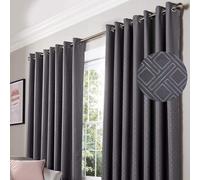 Essential Living Amond Eyelet Ring Top Curtains Charcoal 117cm x 137cm, Grey