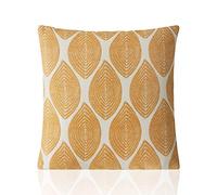 Alan Symonds Bliss Geometric Leaves Woven Rich Chenille Cushion Cover 45x45cm (Ochre)
