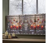 Alan Symonds Christmas Led Candles Cafe Curtain Panel 24"