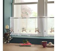 Alan Symonds Christmas Reindeer 24" Kitchen Net Cafe Curtain Panel Xmas Prancer Embroidered