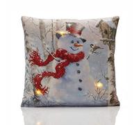 Alan Symonds Christmas Snowman LED Cushion Cover Case Home Xmas Light Up Winter New