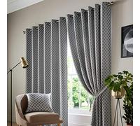 Alan Symonds Cotswold Fully Lined Jacquard Eyelet Ring Top Curtains - Pair (Latte/Beige, 66" x 90" (167x229cm))