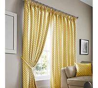 Alan Symonds Cotswold Fully Lined Jacquard Pencil Pleat Taped Top Curtains - Ochre (46" x 90")
