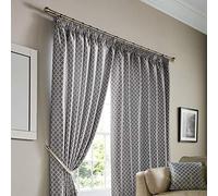 Alan Symonds Cotswold Fully Lined Jacquard Pencil Pleat Taped Top Curtains - Pair (Latte/Beige, 66" x 90" (167x229cm))