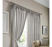 Alan Symonds Cotswold Fully Lined Jacquard Pencil Pleat Taped Top Curtains - Pair (Silver/Grey, 90" x 108" (229x274cm))