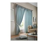 Alan Symonds Cotswold Fully Lined Jacquard Pencil Pleat Taped Top Curtains - Pair (Teal, 90" x 90" (229x229cm))