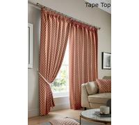 Alan Symonds Cotswold Fully Lined Jacquard Pencil Pleat Taped Top Curtains - Pair (Orange/Terracotta, 66" x 90" (167x229cm))