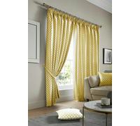 Alan Symonds Cotswold Fully Lined Jacquard Pencil Pleat Taped Top Curtains - Ochre (46" x 90")