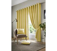 Essential Living Wold Eyelet Ring Top Curtains Ochre 117cm x 228cm, Yellow