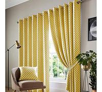 Essential Living Wold Eyelet Ring Top Curtains Ochre 167cm x 183cm, Yellow