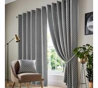 Essential Living Wold Eyelet Ring Top Curtains Latte 167cm x 137cm, Brown