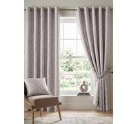 Alan Symonds Wold Latte and White Ring Top Eyelet Curtains 167cm x 183cm - Size: W 167 x D 183cm - Latte/White - Wilko