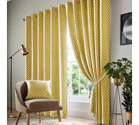 Essential Living Wold Eyelet Ring Top Curtains Ochre 167cm x 228cm, Yellow