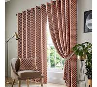 Essential Living Wold Eyelet Ring Top Curtains Orange 117cm x 183cm, Orange