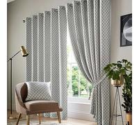 Alan Symonds Cotswold Ring Top Lined Curtains - Pair 90x90in Silver
