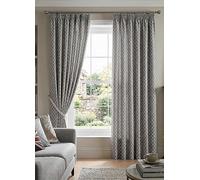 Alan Symonds Cotswold Jacquard Pair of Fully Lined Pencil Pleat Curtains Latte