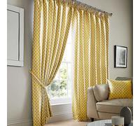 Luxury Living Cotswold Pencil Pleat Taped Top Curtains 117cm x 183cm Ochre, Yellow
