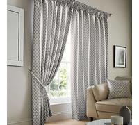 Luxury Living Cotswold Pencil Pleat Taped Top Curtains 117cm x 183cm Silver, Silver