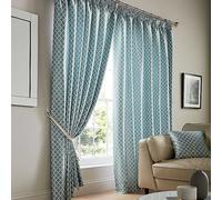 Luxury Living Cotswold Pencil Pleat Taped Top Curtains 117cm x 229cm Teal, Blue