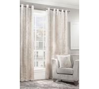 Essential Living Crushed Velvet Eyelet Ring Top Curtains Cream 168cm x 183cm, Cream