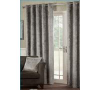 Crushed Velvet Fully Lined Eyelet Curtains Alan Symonds Silver 229cm width x 183cm drop