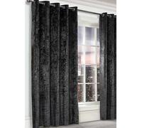 Alan Symonds Charcoal Crushed Velvet Ring Top Eyelet Curtains 117 x 137cm - Size: W 117 x D 137cm - Wilko