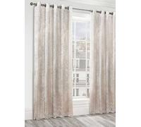 Alan Symonds Cream Crushed Velvet Ring Top Eyelet Curtains 117 x 137cm - Size: W 117 x D 137cm - Wilko