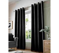 Alan Symonds Curtains Eyelet Ring Top Fully Lined, Chenille Polyester, Black, 66 x 72