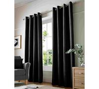 Alan Symonds Curtains Eyelet Ring Top Fully Lined, Chenille Polyester, Black, 90 x 108