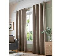 Alan Symonds Curtains Eyelet Ring Top Fully Lined, Chenille Polyester, Cream, 90 x 108