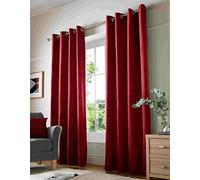 Alan Symonds Curtains Eyelet Ring Top Fully Lined, Chenille Polyester, Red, 66 x 90