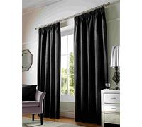 Alan Symonds Curtains Pencil Pleat Taped Heading Fully Lined, Chenille Polyester, Black, 46 x 72