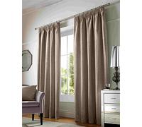 Alan Symonds Curtains Pencil Pleat Taped Heading Fully Lined, Chenille Polyester, Cream, 66 x 54