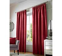 Alan Symonds Curtains Pencil Pleat Taped Heading Fully Lined, Chenille Polyester, Red, 46 x 54