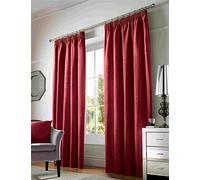 Alan Symonds Curtains Pencil Pleat Taped Heading Fully Lined, Chenille Polyester, Red, 66 x 72