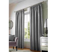 Alan Symonds Curtains Pencil Pleat Taped Heading Fully Lined, Chenille Polyester, Silver, 46 x 72