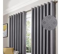 Alan Symonds Diamond Blackout Ring Top Curtains 168x229cm Silver