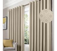 Diamond Blackout Eyelet Curtains Thermal Lined Ready Made Curtains Alan Symonds Cream 168cm width x 229cm drop
