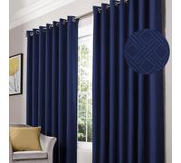 Diamond Blackout Eyelet Ring Top Blue Curtains 66" x 54"