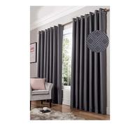 Blackout Eyelet Curtains Ring Top Pair Thermal Efficient Ready Made 46x54" Charcoal