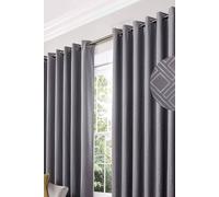 Alan Symonds Diamond Blackout Eyelet Curtains Thermal Lined Ready Made Curtains in Silver | Size: 168 cm width x 183 cm drop Alan Symonds Silver 168 cm width x 183 cm drop