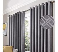Alan Symonds Diamond Blackout Ring Top Eyelet Thermally Efficient Curtains - Silver (90" x 90" [229x229cm])